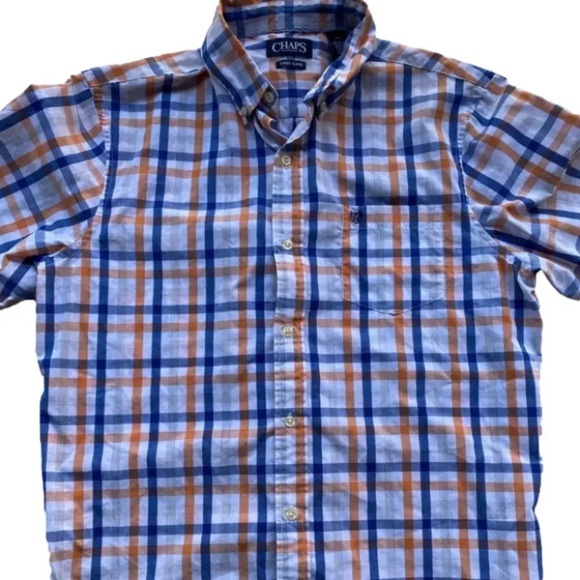 Chaps Men’s Shirt Short Sleeve Woven shirt Size Large button up - Picture 1 of 6